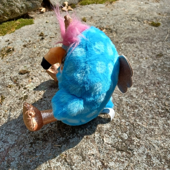 ✓Zuru Rainbowcorn Blue Parrot Unicorn Plush Pink Heart Stuff Toy Glitter Eyes - Picture 3 of 9